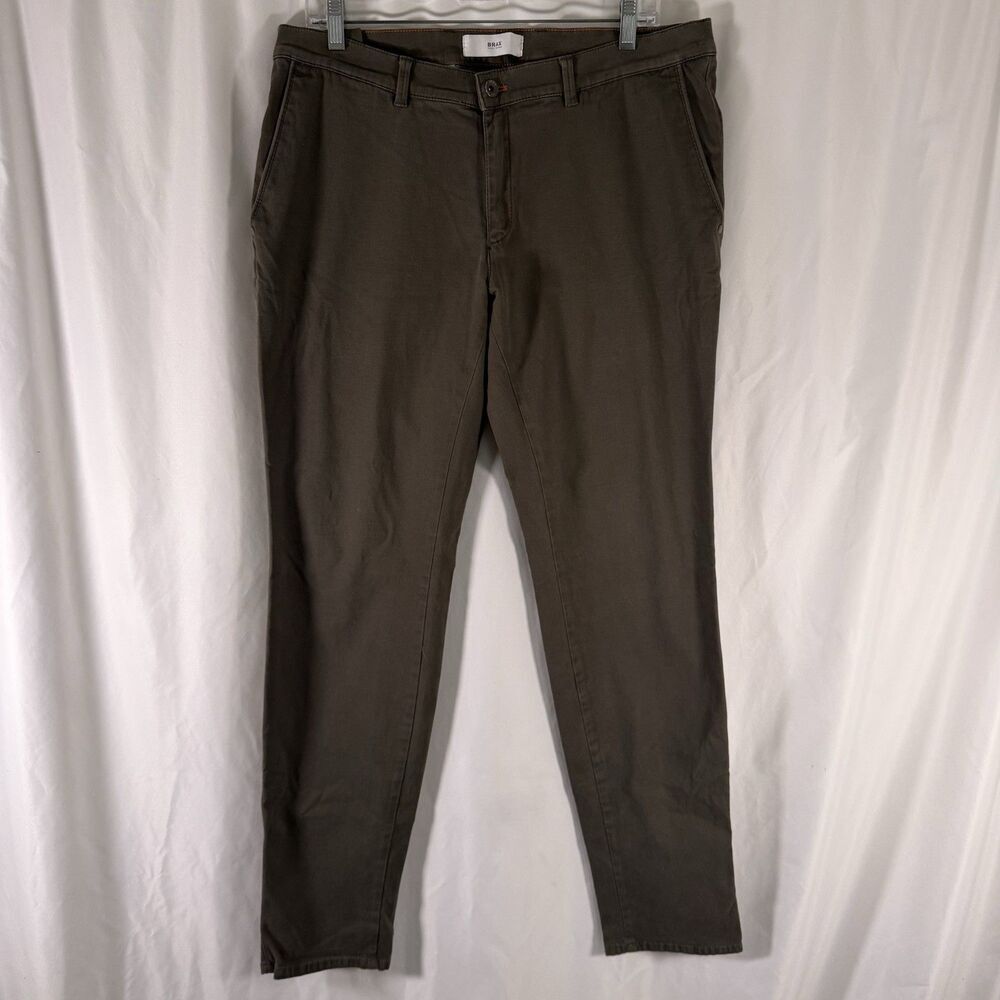 Brax Silvio Pants Men's 35x34 Brown Flat Front Straight Leg Stretch